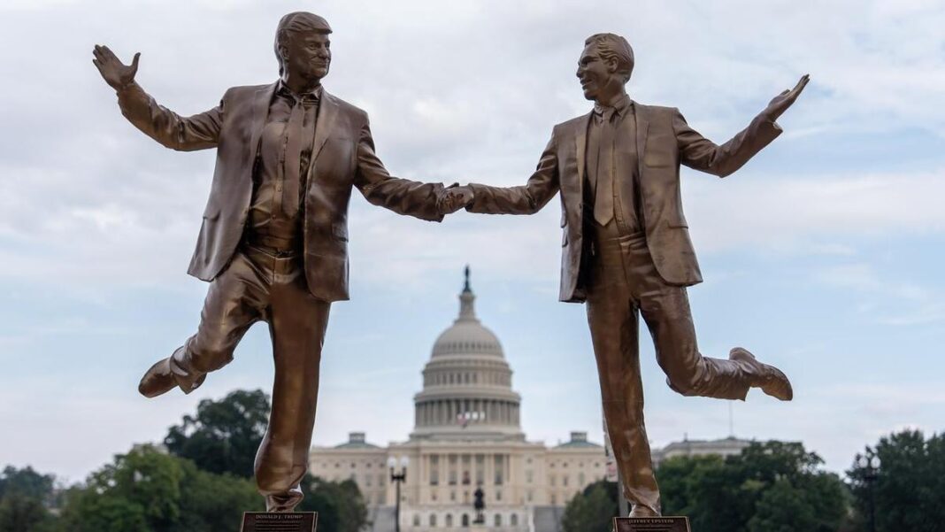 Statue of Donald Trump with Jeffrey Epstein Taken Down